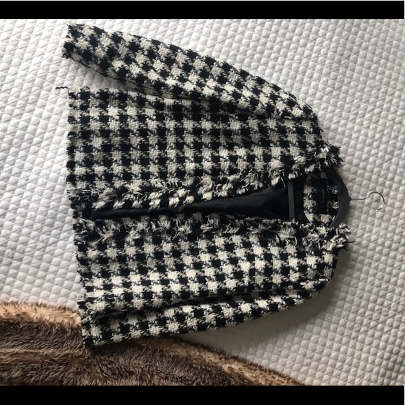 Zara Frayed Checked Blazer - Picture 6 of 8